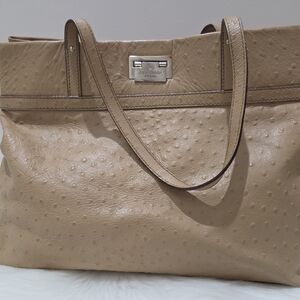 Kate Spade Windsor Square Gabrielle Ostrich-Embossed Beige Tote